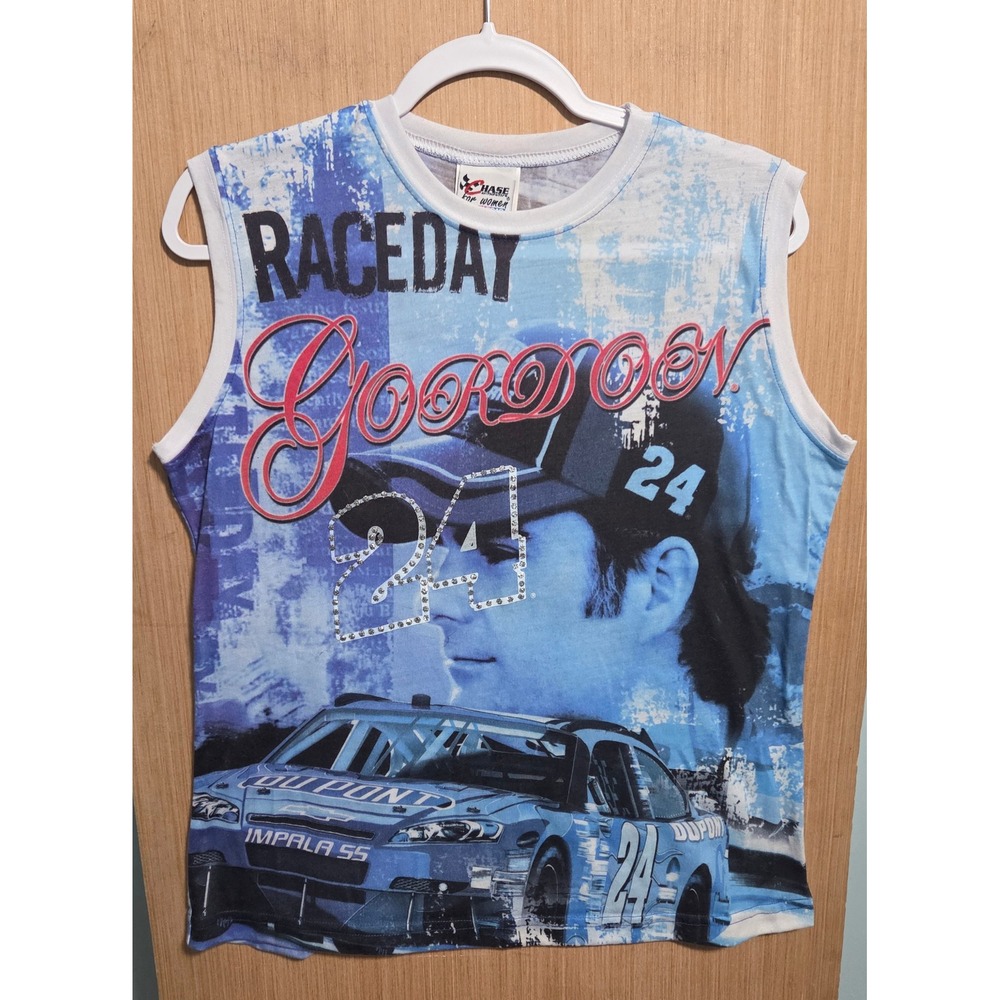 Chase‎ Authentics NASCAR Jeff Gordon 24 Sleeveless Top Womens Large Blue Raceday